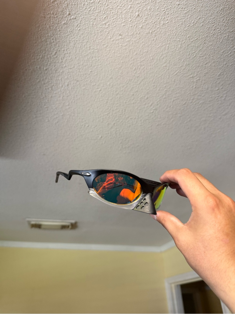 Men's Black Sports Sunglasses with Amber Mirrored Lenses Oakley